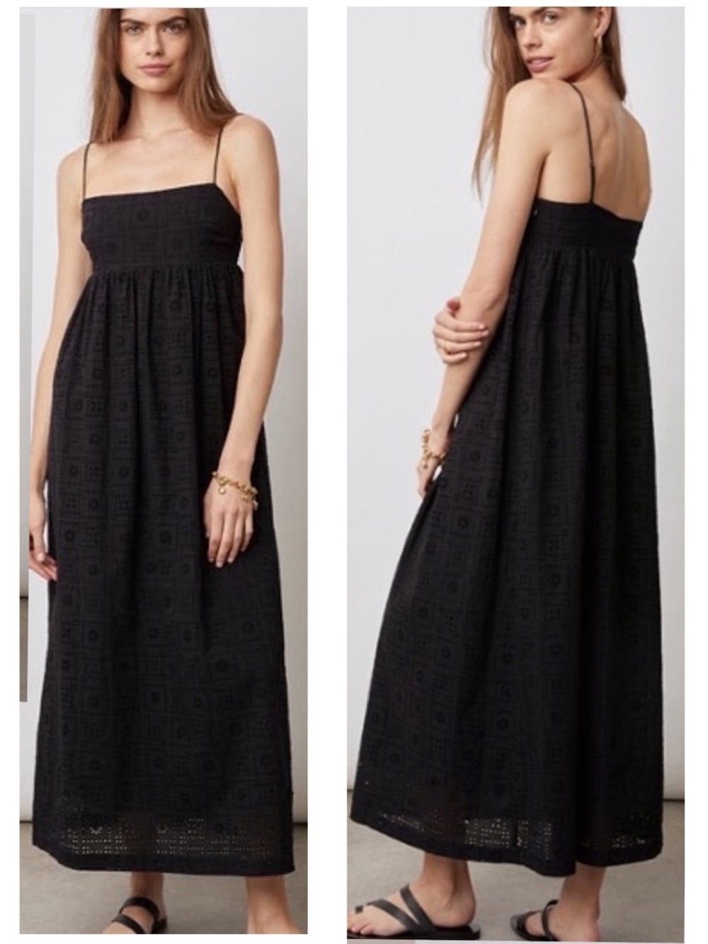 Rails Black Eyelet Maxi Dress with Spaghetti Straps - Picture 1 of 11